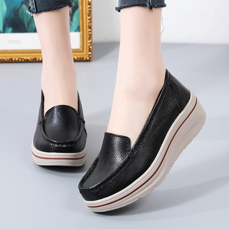 35-42 женские туфли большого размера из кожи сосновой крошки женские туфли на толстой подошве женские повседневные туфли