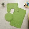 3pc Bathroom Set Rug Mat Toilet Lid Cover Plain Solid Color Bathmats
