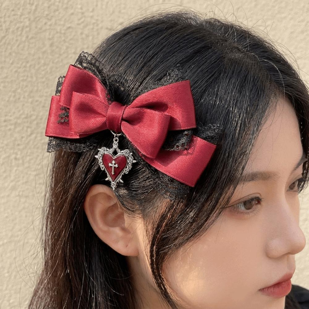 Ribbon Cute Duckbill Clip Gothic Hair Barrettes Sweet Bow Hair Clip Women
