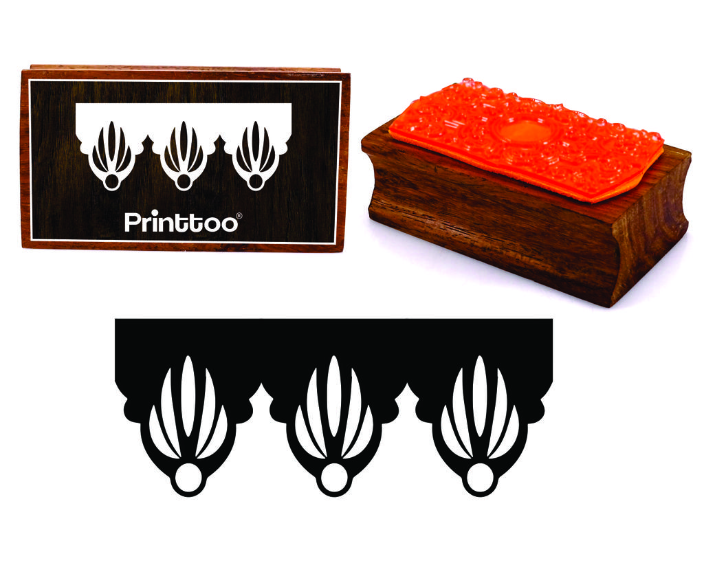 Printtoo Silhouettes Lace Ornate Border Rectangular Wooden Rubber Stamp Block
