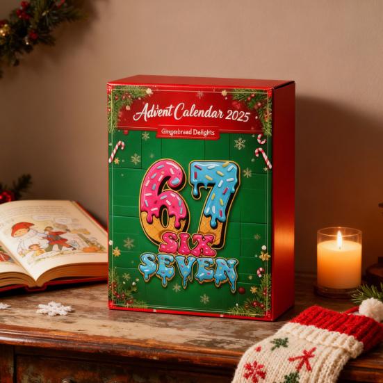 Yousheng Christmas Advent Calendar with 67 Acrylic Xmas Tree Hanging Ornament 24 Days Christmas Countdown Calendar Box Holiday Party Gift