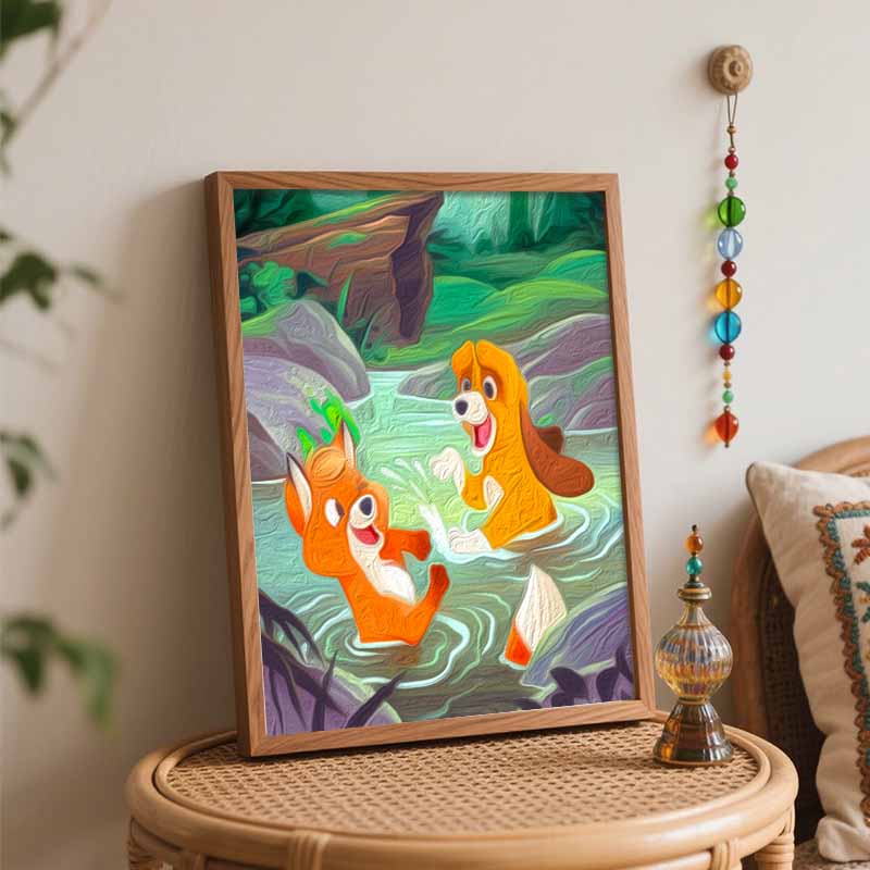 Disney Лиса и Пёс Масляная Живопись Арт Набор для Рисования Домашний Декор Стен Ручной Работы Подарок для Друзей и Семьи Любителям Искусства DIY Веселый Хобби-Проект