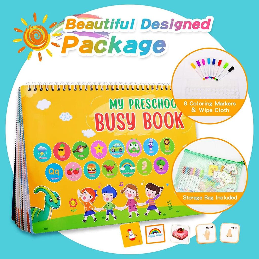 30 Themes Busy Books, Montessori Preschool Learning Activities Drawing Book Toddler Busy Book Preschool Workbook Binder Montessori Toy