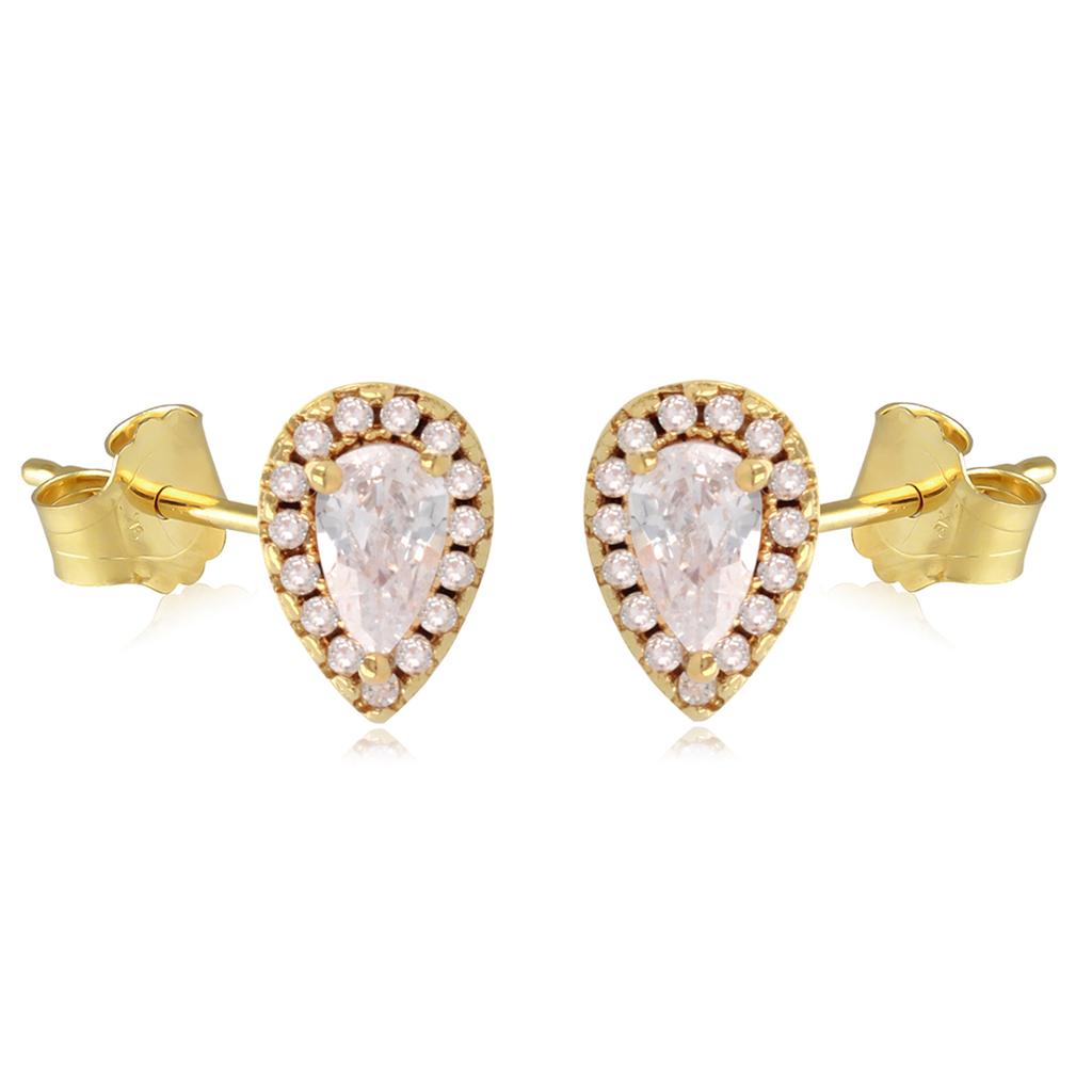 Les Trésors De Lily [R3503] - 'Sissi' Gold Plated Earrings, White Gold - 8x6 Mm