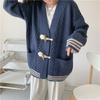 Осенне-зимний шерстяной кардиган, женский свитер средней длины с v-образным вырезом, свободная толстая кашемировая вязаная куртка