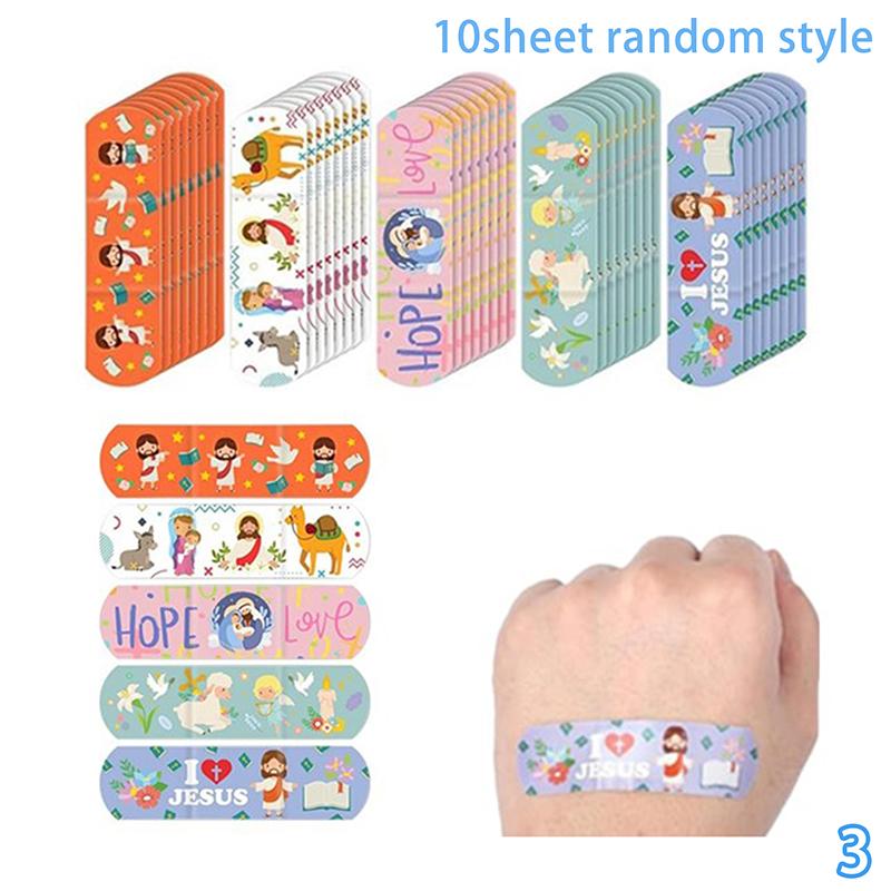 10 Мультяшные Иисус Пластыри Водонепроницаемые Дышащие Гемостатические Адгезивные Повязки Первая Помощь Порезы Царапины Пластыри Для Детей
