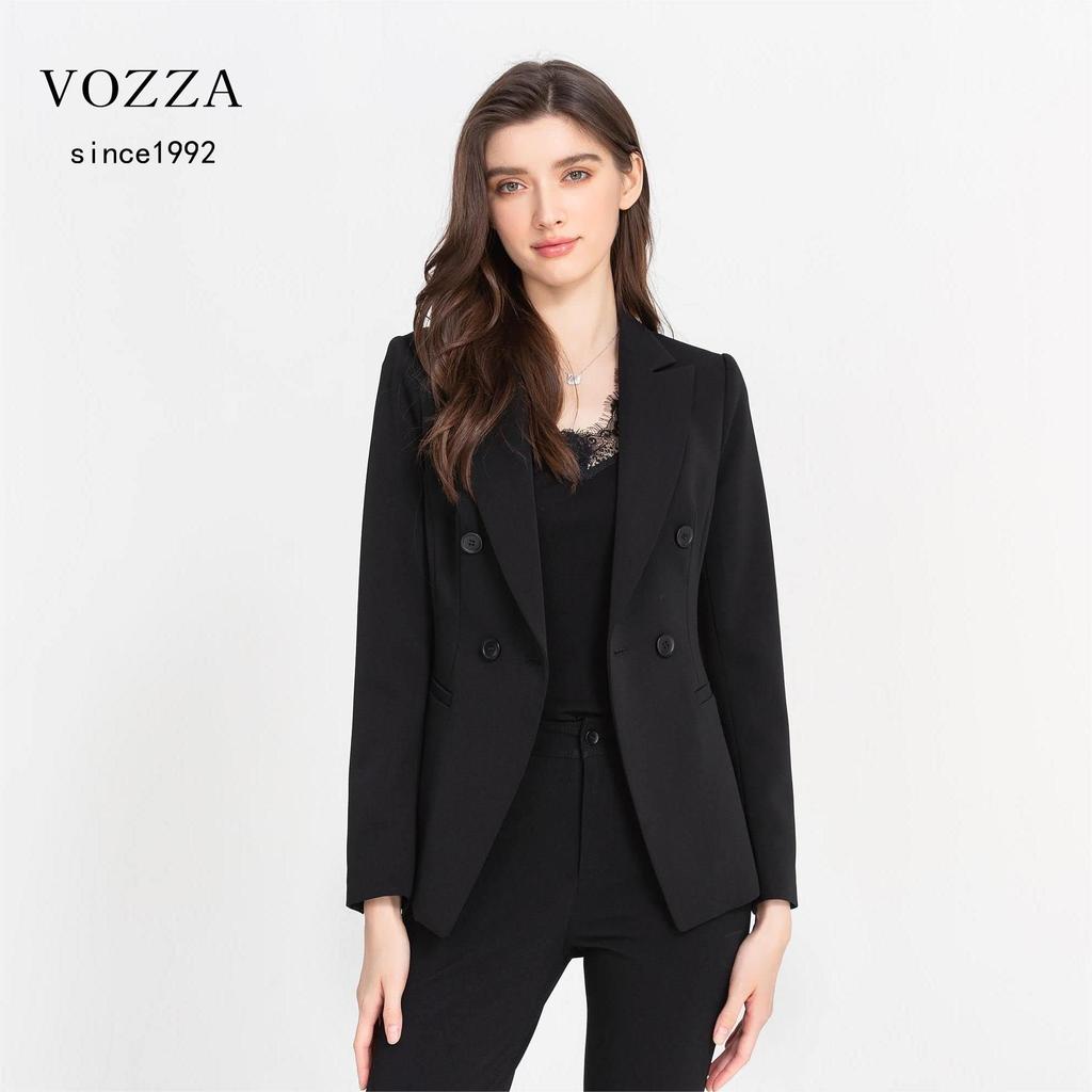 Tailored Long Double Peak Top and Bottom Sold Job Winter [VOZZA] Jacket, Women's Suit, Blazer, Women's, Sleeve, Button, Lapel, Lined, Plain,