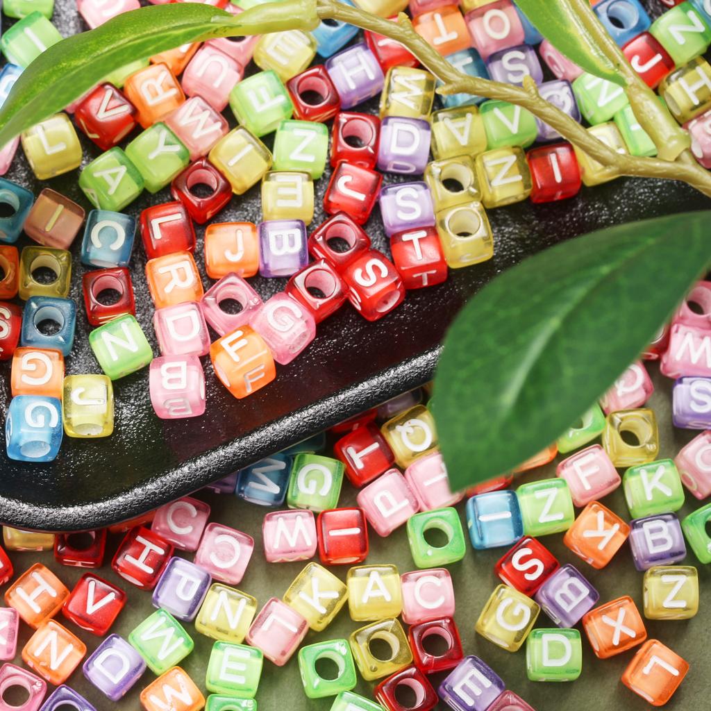 Мода 80 шт 6 мм Акриловый куб Материал Квадратная буква Сосновые бусины Ручной работы Браслет Изготовление ювелирных изделий Аксессуары DIY