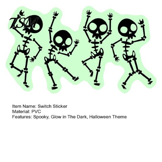 Spooky Room Decorations for Kids Halloween Light Switch PVC Sticker, Glow in The Dark Skeleton No Residue Wall Stickers Decal, Luminous Sticker Living