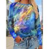 Women's T Shirt Casual Ombre Regular Tops Long Sleeve Crew Neck Print Regular Fit Daily Blue Spring Fall