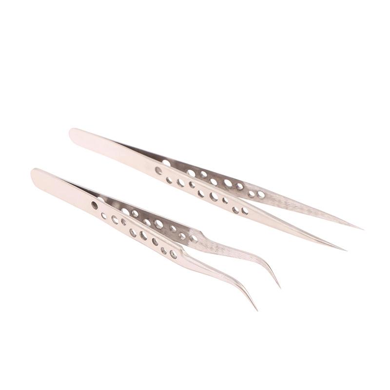 2 шт. Промышленные пинцеты Электроника Антистатические Изогнутые Прямые наконечники Прецизионные Нержавеющие Наборы ручных инструментов для DIY Пинцеты Ремонт телефона