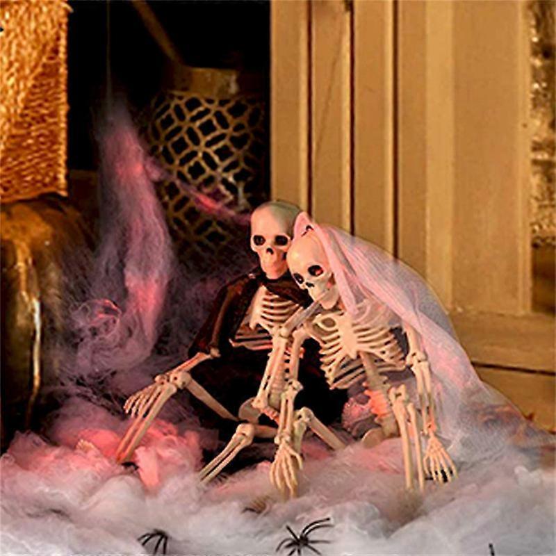 2 Skeleton Full Life Size Poseable Human Halloween Party Prop Haunted House Decor