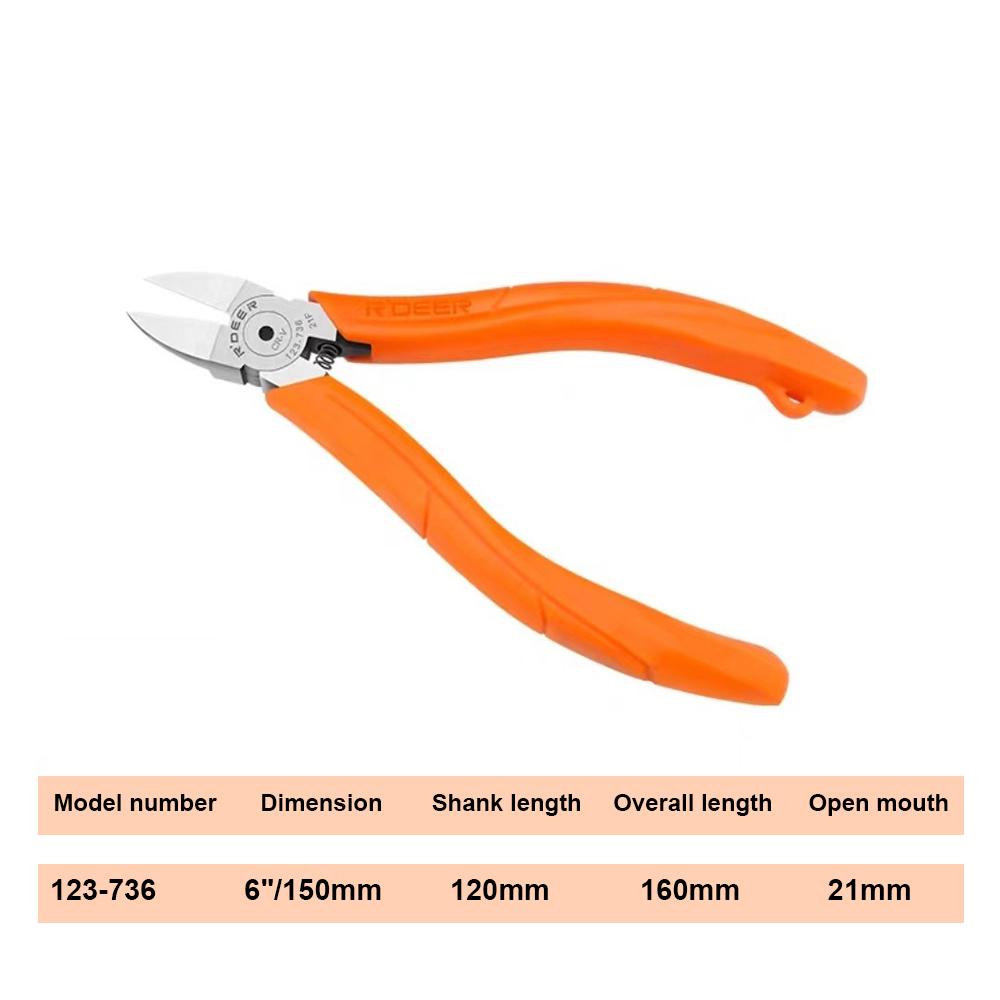 6" Plastic Cutting Pliers Multi Functional Steel Nipper Double-Edged CR-V Tip Electrical Wire Cutters for Sprue Burrs Hand Tool