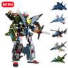 887pcs 4in1 Transformer Mecha Assemblage Building Blocks Kits MOC Military Series Airplane Models Fighter Helicopter Bricks Toys Gift