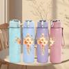 1PC Cross Flower Religious Art Print 750ml Color Plastic Sports Water Bottle Leakproof Flip Straw Lid Suitable for Sports Office Home Use