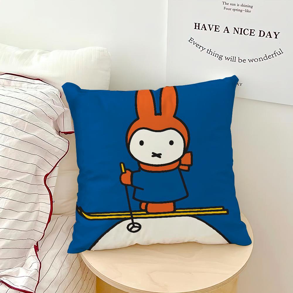 Cartoon Bunny Rabbit kawaii funny MMiffy soft pillowcase for Sofa Home Living Room bedside Decor pillow cover Gift Party hogar