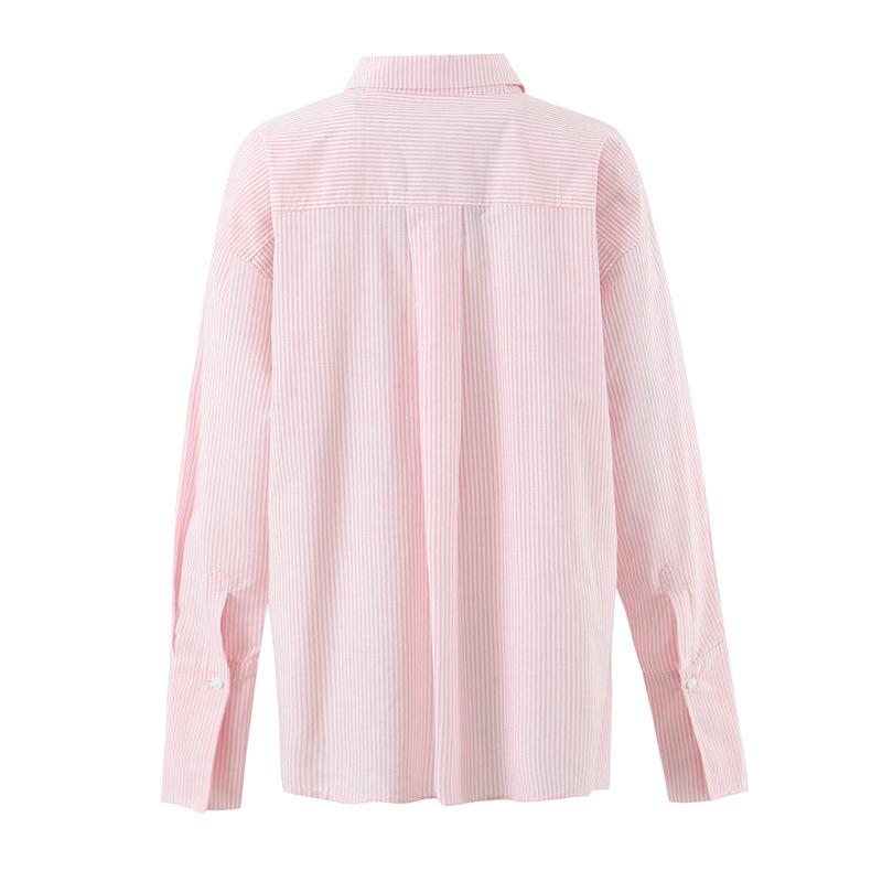 Корейская ретро полосатая рубашка с длинным рукавом и топ без бретелек с свободными широкими повседневными брюками для женщин