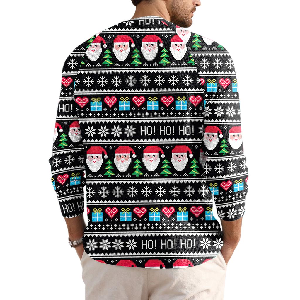 Мужской свободный повседневный топ с длинным рукавом и воротником на пуговицах