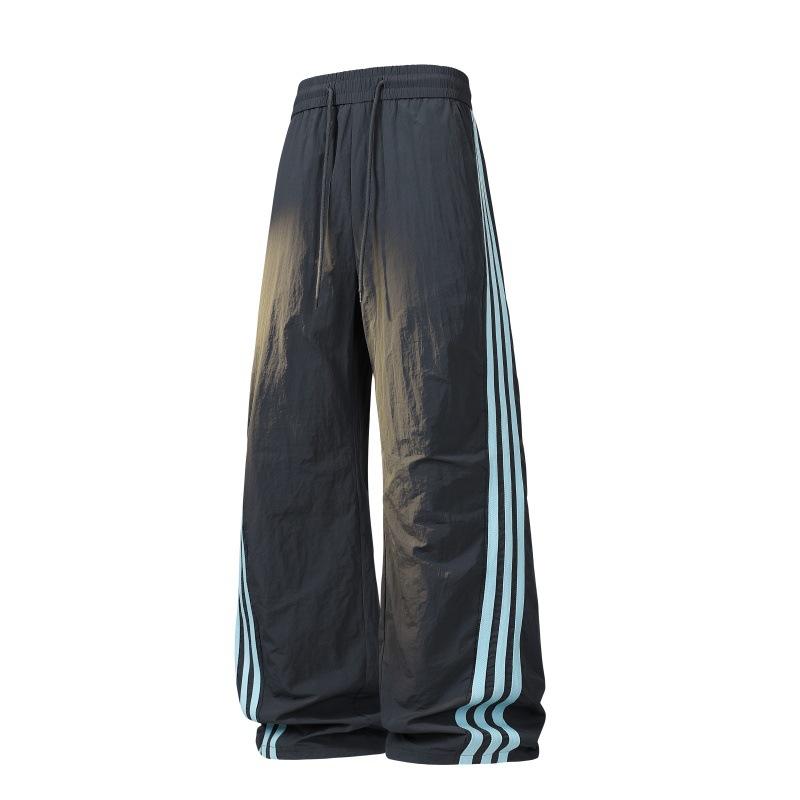 Тонкие брюки с американскими боковыми полосками, быстросохнущие, мужские и женские широкие повседневные брюки