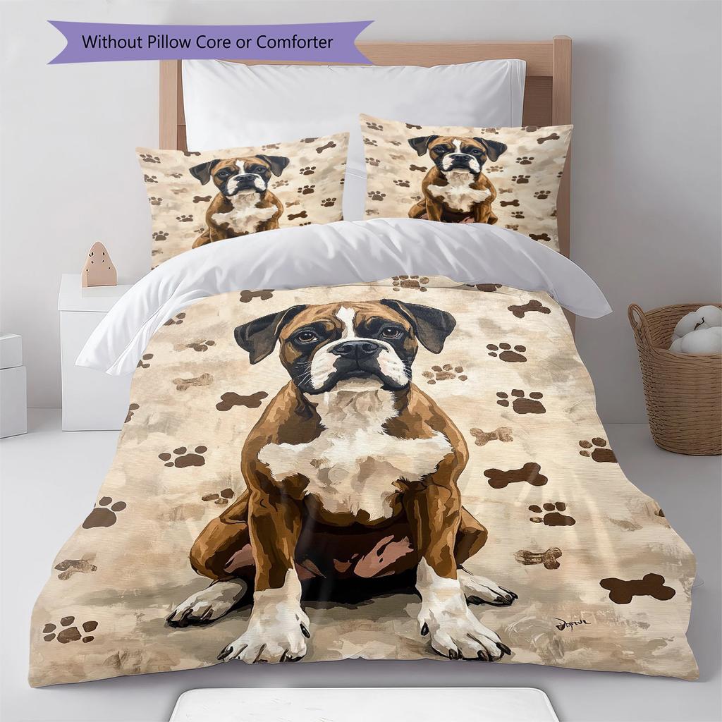 Dog&Bone Pattern Bedding Quilt Set Quilt Cover Pillowcase Home Decoration Birthday Gift (1 * duvet cover + 2 * pillowcase, without core)