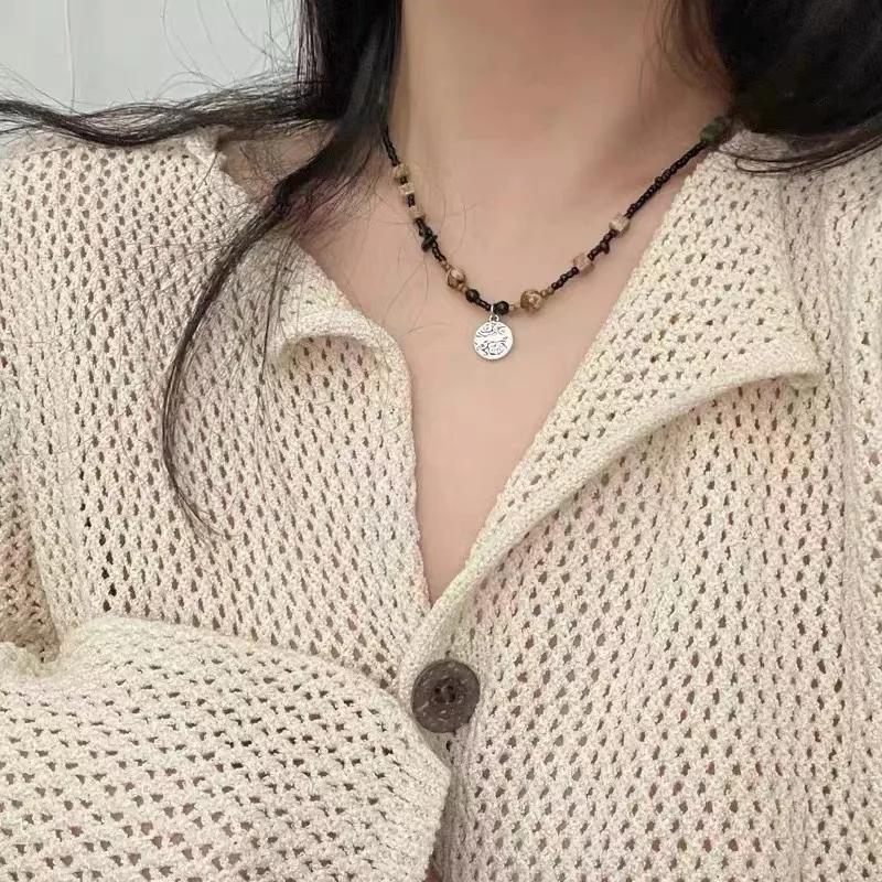 New Chinese Style Beaded Butterfly Necklace with a New High-end Design Niche Sweater Chain, Women's Summer Collarbone Chain