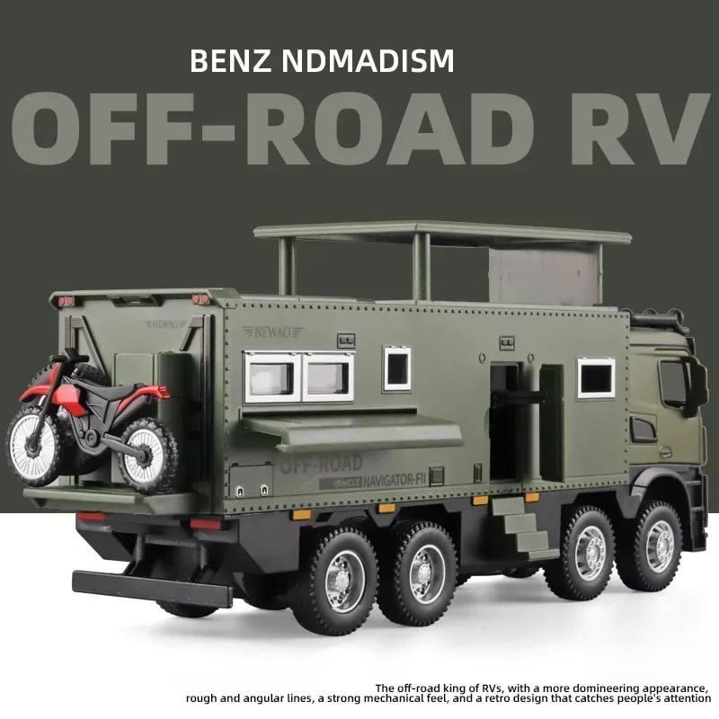 New 1/24 NOMADISMs Arocs Unimog Alloy Motorhome Touring Car Model Diecast Metal Toy Off-road RV Vehicles Model Sound Light Kids Gift