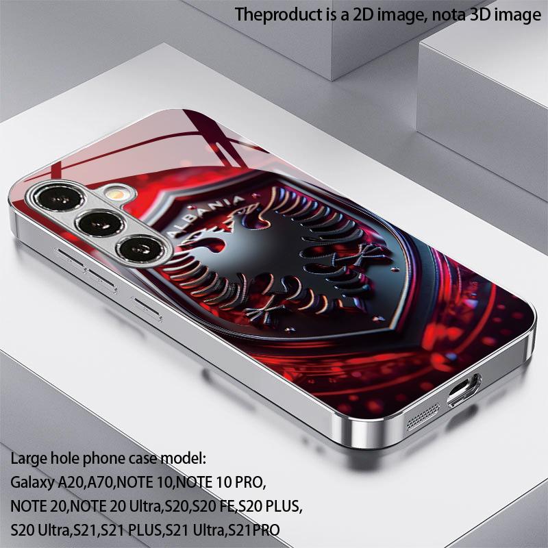 Чехол для телефона 2D с рисунком щита с орлом на красном фоне для Samsung S26 S25 S24 S23 S22 S21 S20 A56 A36 A16 - Стеклянная защитная крышка