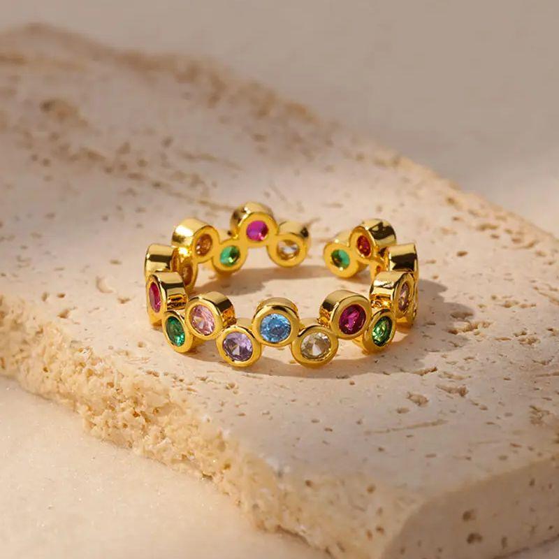 Pinky Zircon Ring for Women Stainless Steel Gold Ring Trend Couple Waterproof Aesthetic Wedding y2k Jewelry anillos