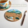 8PCS 3.5”/90mm Cork Coasters, Round Absorbent Drink Coasters for Coffee Table Protection, 0.15" Thick Natural Cork Mat for Hot Cups Home Office Bar