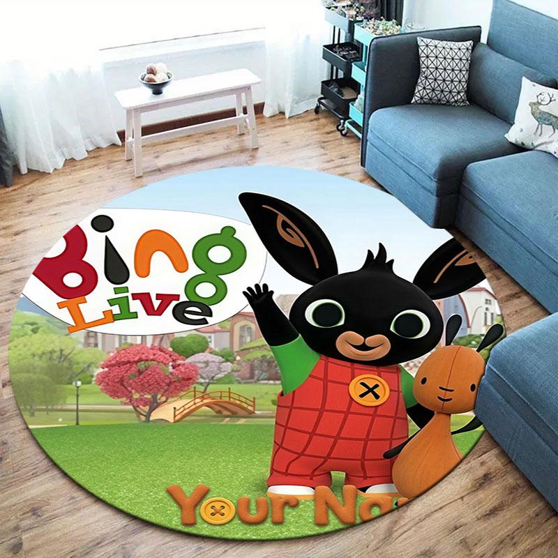 Bing Custom Name Round Area Rug,Carpet Rug for Living Room Bedroom Sofa Playroom Decor,Non-slip Floor Mat