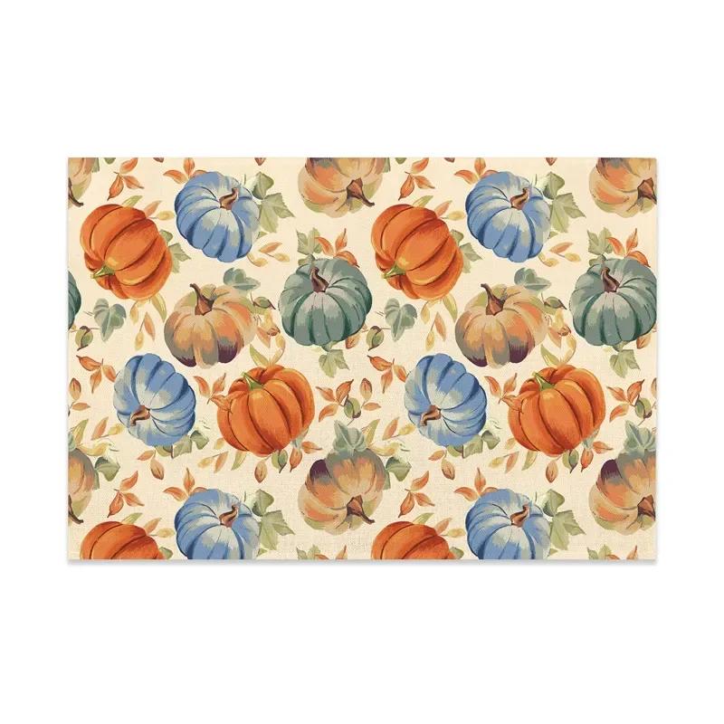 Happy Fall Sunflowers Pumpkins Dwarfs Maple Leaves Placemats For Dining Table Kitchen Linen 1PC 30x45CM