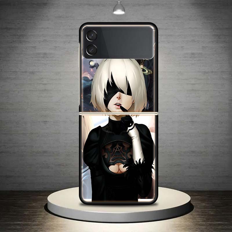 2B Nier Automata аниме для Samsung Galaxy Z Flip 4 3 5G чехол для телефона черный твердый чехол ZFlip 4 3 роскошный противоударный чехол-бампер