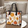 Autumn Pumpkin Leaf Pattern Tote Bag Casual Fashion Daily Shoulder Handbag for Women Lightweight Portable Shopping Grocery Bag Perfect for Fall Outdoo