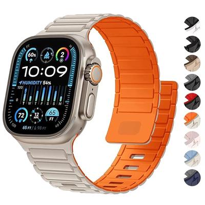 Роскошный ремешок для Apple Watch 49 мм 45 мм 46 мм 44 мм 40 мм 42 мм 41 мм 38 мм силиконовый магнитный браслет Correa iWatch Series 10 9 8 7 SE Ultra 2 3