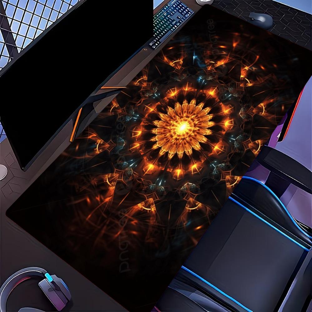 Large Mousepad Fire Mandala Pattern Mousepads Keyboard Mat Deskpad Pc Game Desk Mats Boho Art Mouse Mats For Laptop Desktop