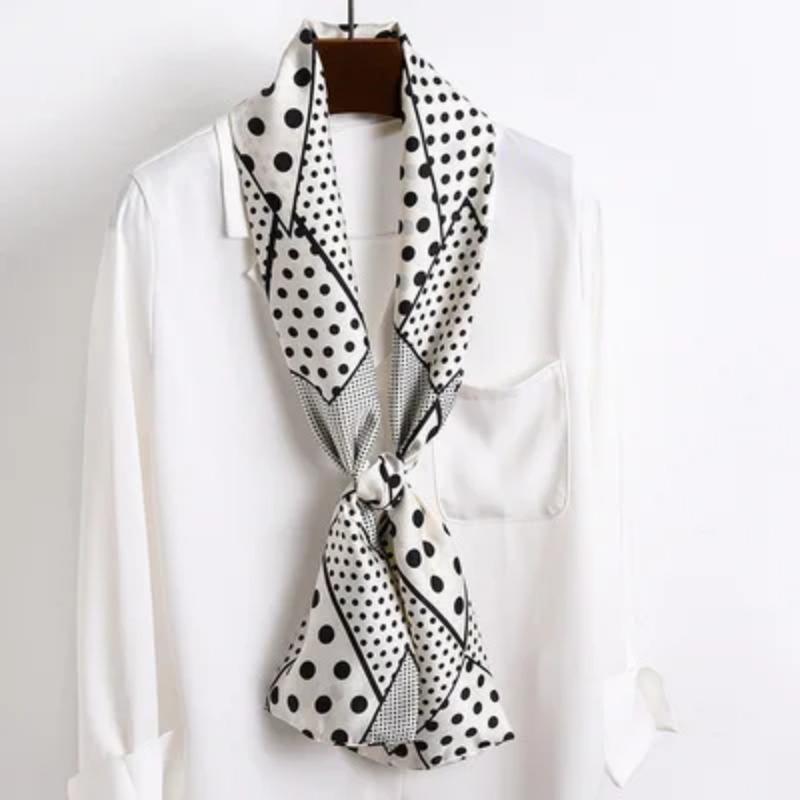 Хиджаб Натуральный Длинный Шелк Женский Принт Элегантные Шейные Платки Лента для Волос Головная Повязка Завязка Украшение Ручки Сумки Фуляр Воротник Косынка