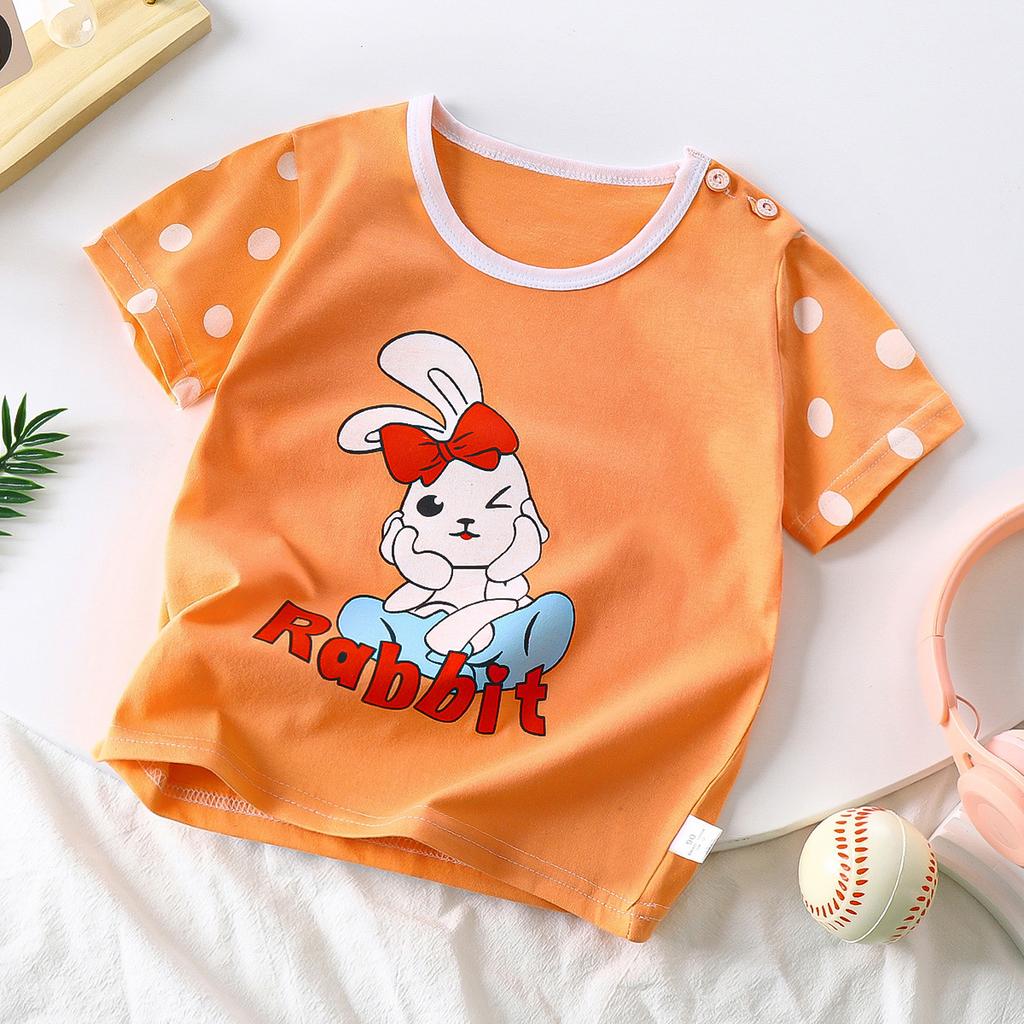 Children's Short Sleeve Pure Cotton Summer New Boy's T-shirt Baby Cartoon Girl Short Sleeve Korean Version of Top for Children