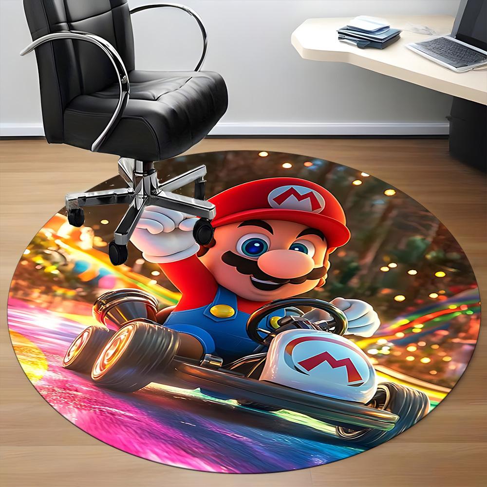1 шт. Коврик для пола Mario Kart Racing, круглый, для офиса, спальни, гостиной, домашний декор, декор комнаты, Offic a1016110