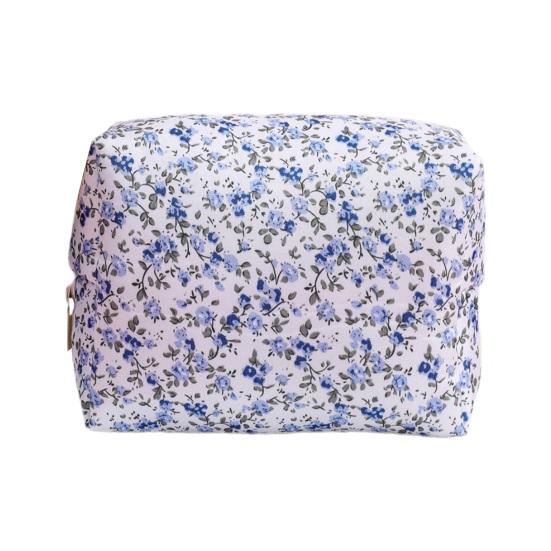 Косметичка с цветочным принтом, большая емкость, на молнии, портативная, многофункциональная, для женщин и девочек, дорожная губная помада, косметический органайзер для туалетных принадлежностей, сумка