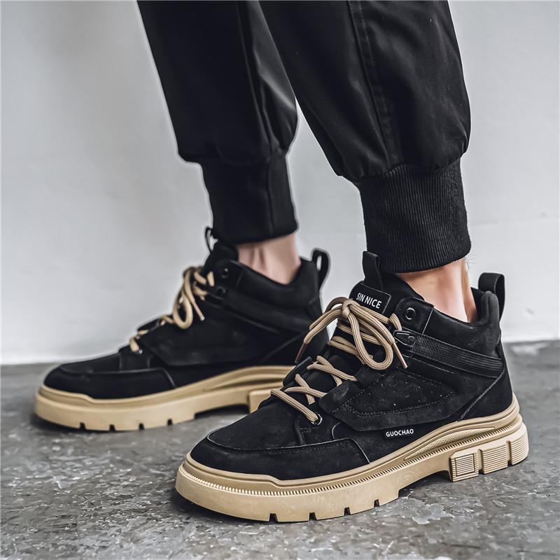 Men's Shoes Martin Boots Autumn New Outdoor Leisure Medium and High-top Trendy Shoes Men's Platform Retro Trendy Shoes