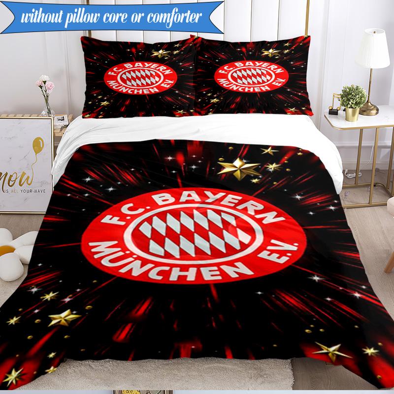 3PCS FC Bayern München Printed Soft Bedding Set,Including 1pc Duvet Cover And 2pcs Pillowcases Perfect for Bedroom, Dormitory, Fan gift