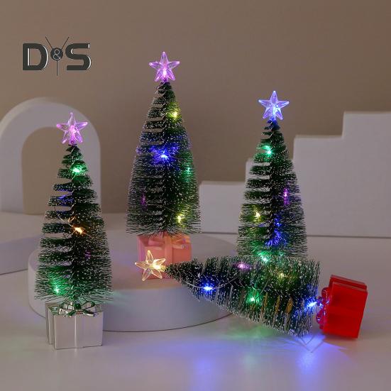 4 шт. маленьких елочных украшений со светодиодными лампами на батарейках реалистичные мини-настольные аксессуары для рождественской елки