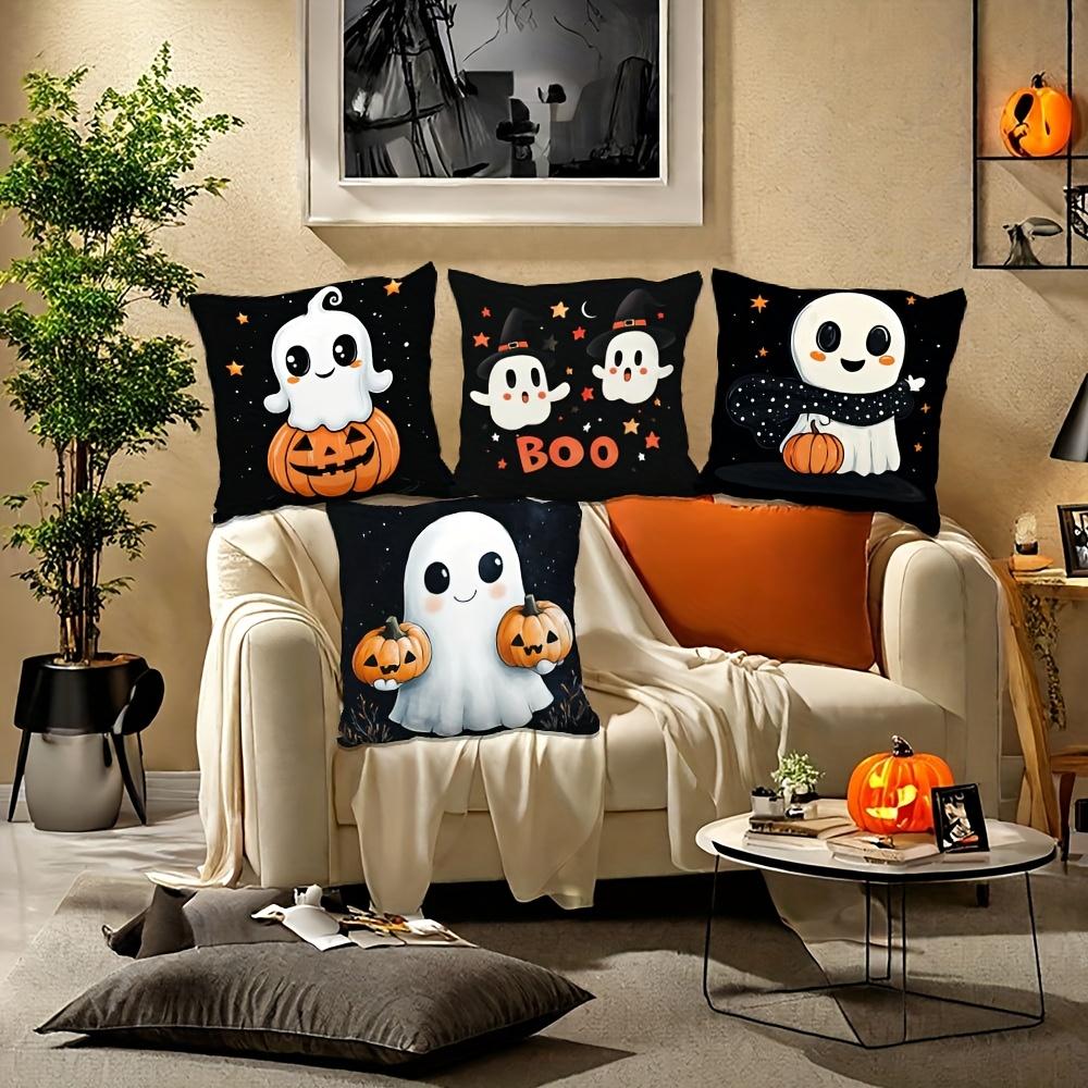 1Pc Cute Halloween Ghost & Pumpkin Throw Pillow Covers Set, Festive Home Decor, Ideal Halloween Gift & Small Present