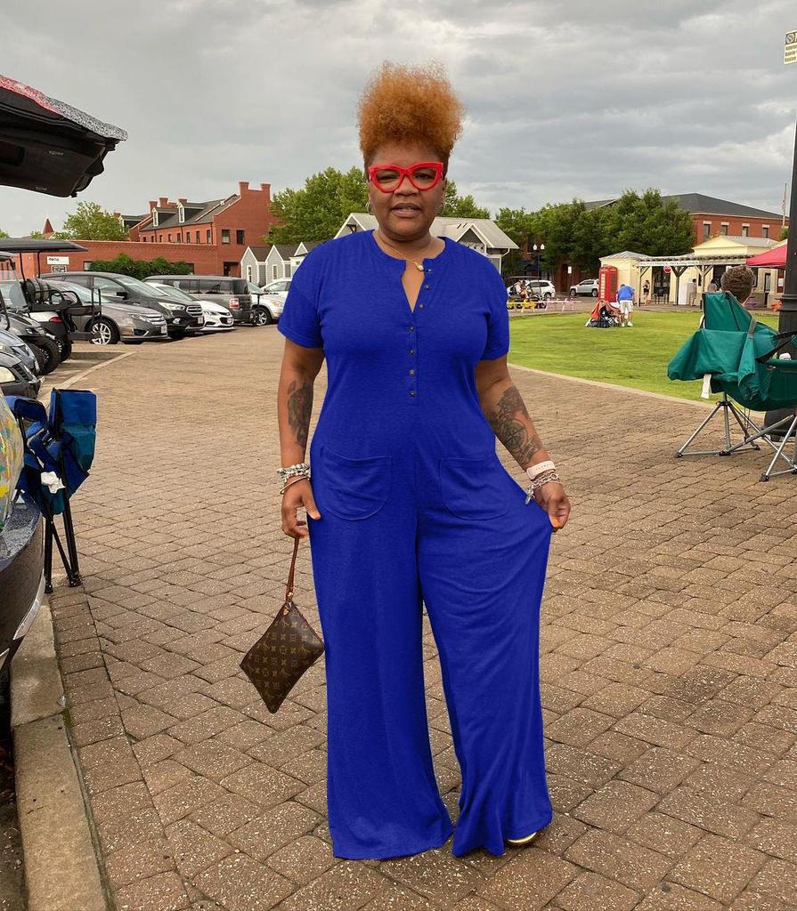 Женский повседневный комбинезон на пуговицах больших размеров - Европейский и американский стиль