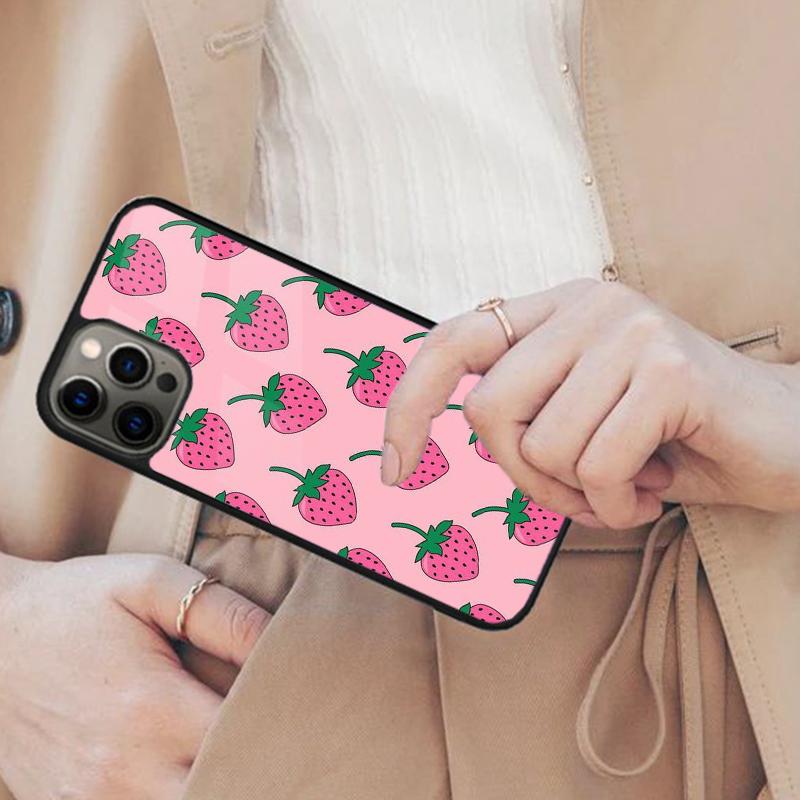 Милый Магнитный Чехол для Телефона с Клубникой Для APPLE iPhone 17 Air 16 14 13 12 Pro Max 15 Plus Беспроводная Зарядка С Чехлом MagSafe