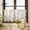 Watercolor Botanical Curtains Wildflowers Blossom Oven Skirt, Floral Valance Curtain with Colorful Tassels, Rod Pocket, Farmhouse Cabinet Stove Skirt