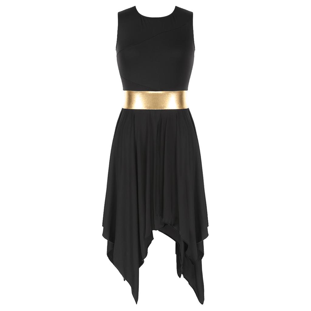 Женское танцевальное платье с цветными блоками, без рукавов, с круглым вырезом, асимметричным подолом, для выступлений, для вечеринок