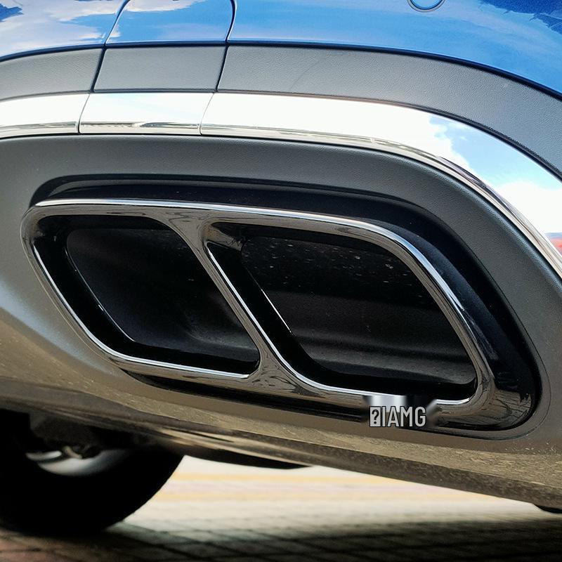 Рамка насадки выхлопной трубы из нержавеющей стали для Mercedes-Benz C-Class (4 розетки, Черный/Серебристый, 22 модели)