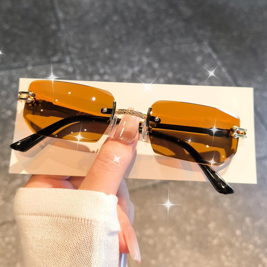 Винтажные безободковые мужские женские модные солнцезащитные очки Модные ретро мужские очки Популярные женские модные солнцезащитные очки