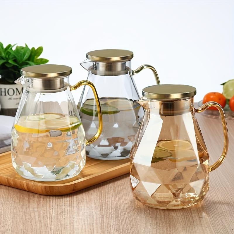 Set 1pc 60.87oz Glass Pitcher And 4pcs 11.83oz Glass Cups Heat Resistant Heavy Duty Drink Pitcher Clear Water Glass For Coffee Juice Tea Milk And More